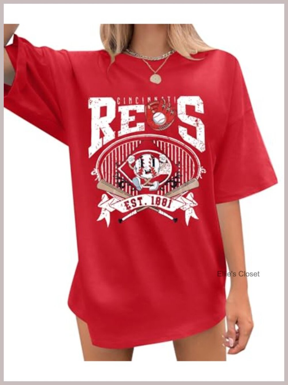Oversized Baseball Tee Women Game Day Fan T-Shirt Short Sleeve
